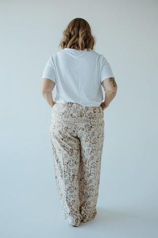 PAPERBAG WAIST WIDE LEG PRINTED PANTS - Love Marlow