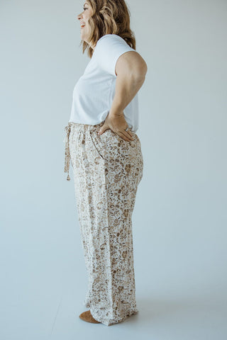 PAPERBAG WAIST WIDE LEG PRINTED PANTS - Love Marlow