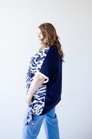 PATTERN CHIFFON BLOUSE WITH KNIT BACK - 12 - Love Marlow