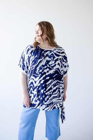 PATTERN CHIFFON BLOUSE WITH KNIT BACK - 12 - Love Marlow