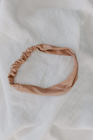 PINK CLAY STRETCH FAUX LEATHER HEADBAND - EVERYDAY CHIC HAIR ACCESSORY - Love Marlow
