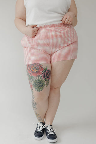 Pink Gingham Contrast Trim Shorts - Love Marlow