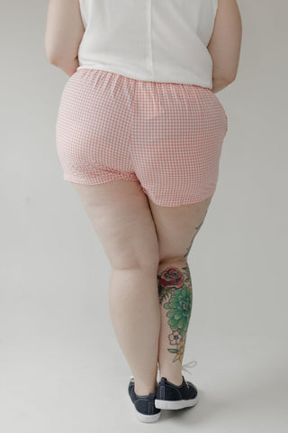 Pink Gingham Contrast Trim Shorts - Love Marlow