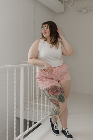 Pink Gingham Contrast Trim Shorts - Love Marlow