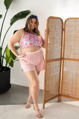 Pink Gingham Contrast Trim Shorts - Love Marlow