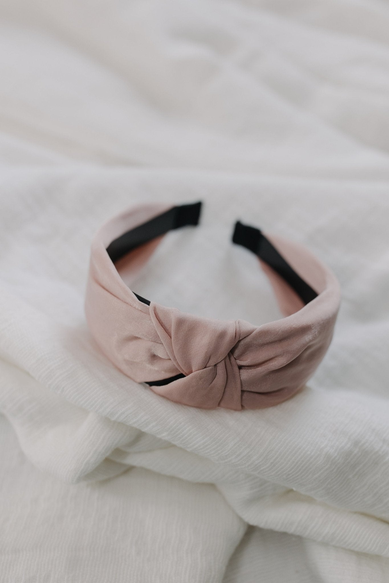PINK SLIPPER MATTE SATIN TWISTED HEADBAND - Love Marlow
