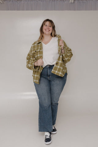 PLAID SHACKET IN BRIGHT CHARTREUSE - Love Marlow