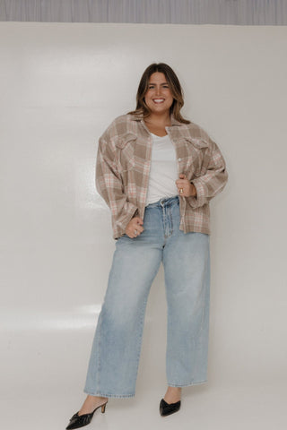 PLAID SHACKET IN CREME BRULEE - 3x - Love Marlow