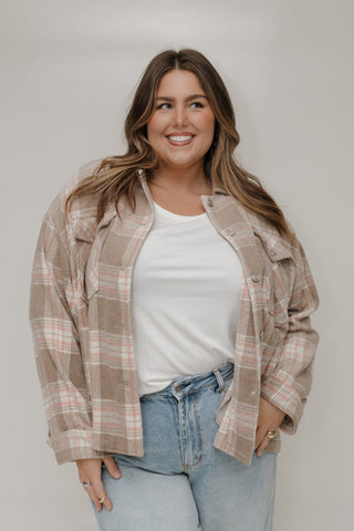PLAID SHACKET IN CREME BRULEE - 3x - Love Marlow