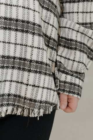 PLAID SHACKET WITH SHIMMER IN ECRU AND BLACK - Love Marlow