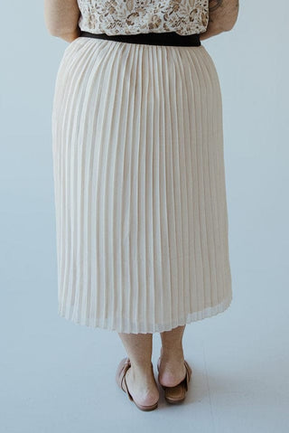 PLEATED MIDI LENGTH CHIFFON SKIRT IN TAUPE - 1x - Love Marlow