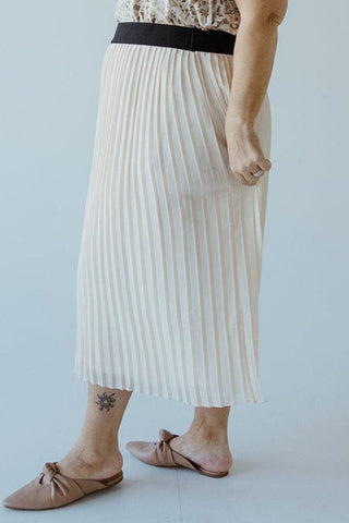 PLEATED MIDI LENGTH CHIFFON SKIRT IN TAUPE - 1x - Love Marlow