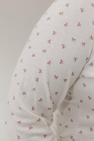 Pointelle Button Front Cardigan – Mauve Bows - Love Marlow