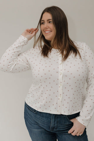 Pointelle Button Front Cardigan – Mauve Bows - Love Marlow