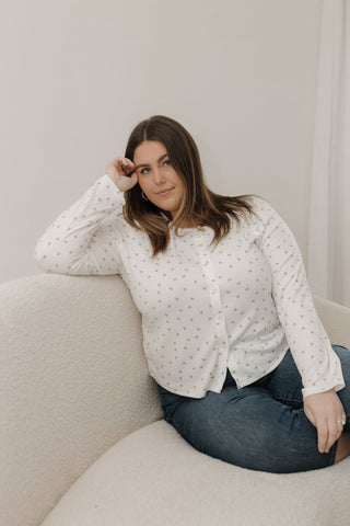 Pointelle Button Front Cardigan – Mauve Bows - Love Marlow