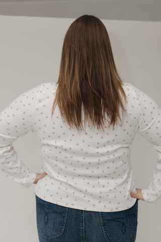 Pointelle Button Front Cardigan – Mauve Bows - Love Marlow