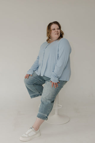 Pointelle Button Front Cardigan – Mist - Love Marlow