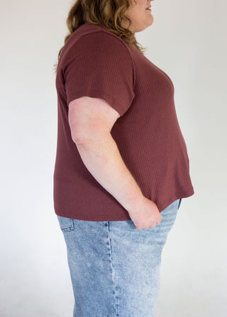 Pointelle Texture Tee – Black Cherry - Love Marlow