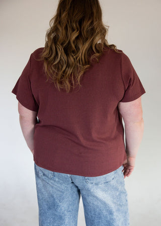 Pointelle Texture Tee – Black Cherry - Love Marlow