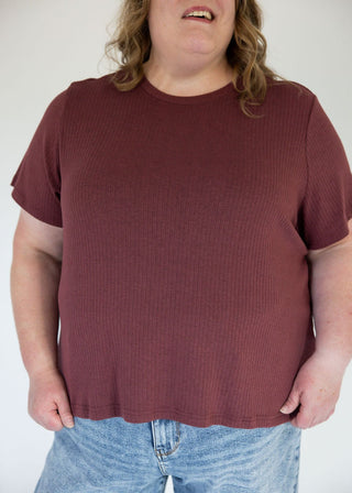 Pointelle Texture Tee – Black Cherry - Love Marlow