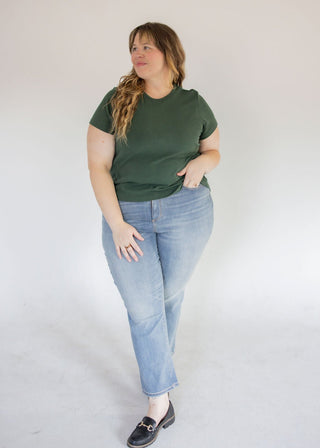 Pointelle Texture Tee – Evergreen - Love Marlow