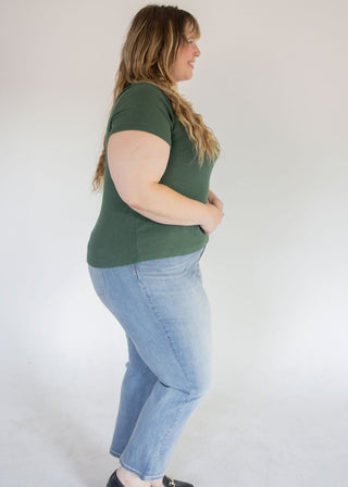 Pointelle Texture Tee – Evergreen - Love Marlow
