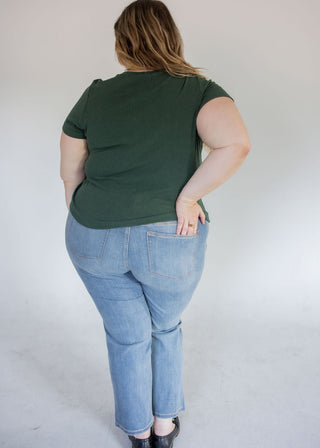 Pointelle Texture Tee – Evergreen - Love Marlow