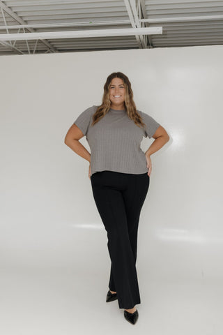 POINTELLE TEXTURE TEE IN LEAD - Love Marlow