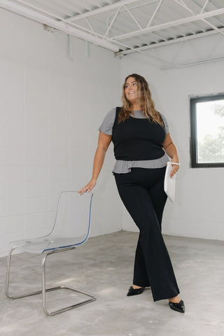 POINTELLE TEXTURE TEE IN LEAD - Love Marlow