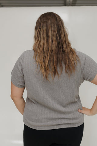 POINTELLE TEXTURE TEE IN LEAD - Love Marlow