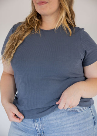 Pointelle Texture Tee – Storm Blue - Love Marlow