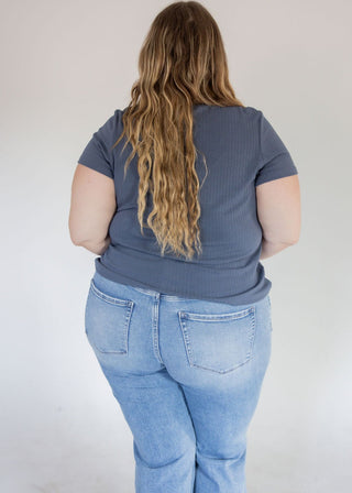 Pointelle Texture Tee – Storm Blue - Love Marlow