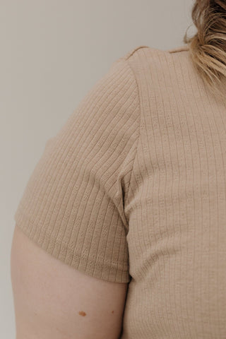 Pointelle Texture Tee – Warm Taupe - Love Marlow