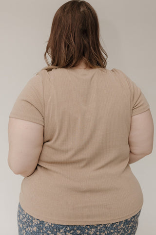 Pointelle Texture Tee – Warm Taupe - Love Marlow