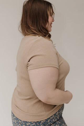Pointelle Texture Tee – Warm Taupe - Love Marlow