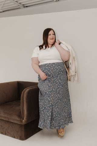 Pointelle Texture Tee – White with Lettuce Leaf Sleeves - Love Marlow