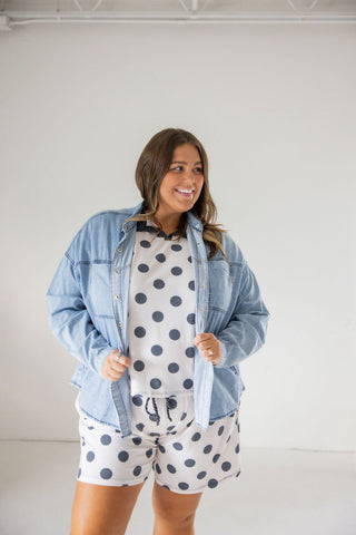 Polka Dot Color Block French Terry Lounge Shorts | Soft & Stylish - Love Marlow