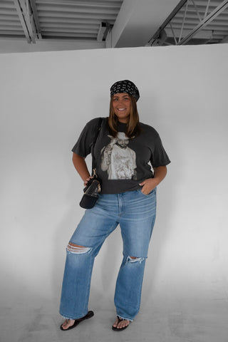 Post Malone Cowboy Western Graphic Tee – Vintage Charcoal Grey - Love Marlow