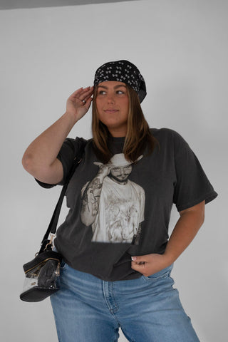 Post Malone Cowboy Western Graphic Tee – Vintage Charcoal Grey - Love Marlow