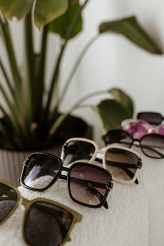 PRAGUE SUNGLASSES IN BONE AND BLACK - Love Marlow