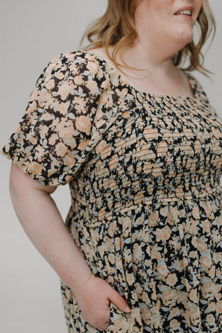 PUFF SLEEVE A - LINE FLORAL DRESS - Love Marlow