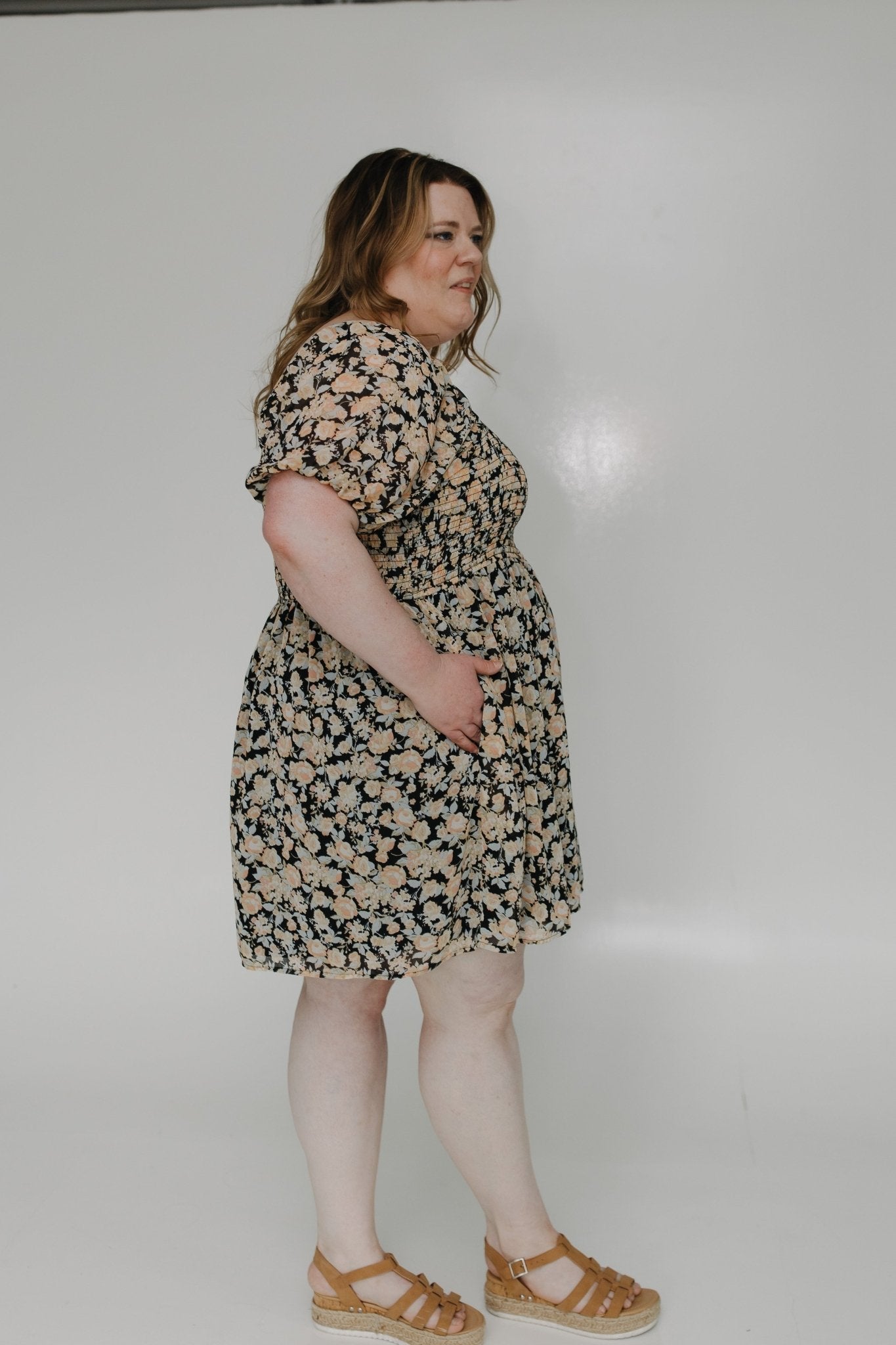 PUFF SLEEVE A - LINE FLORAL DRESS - Love Marlow