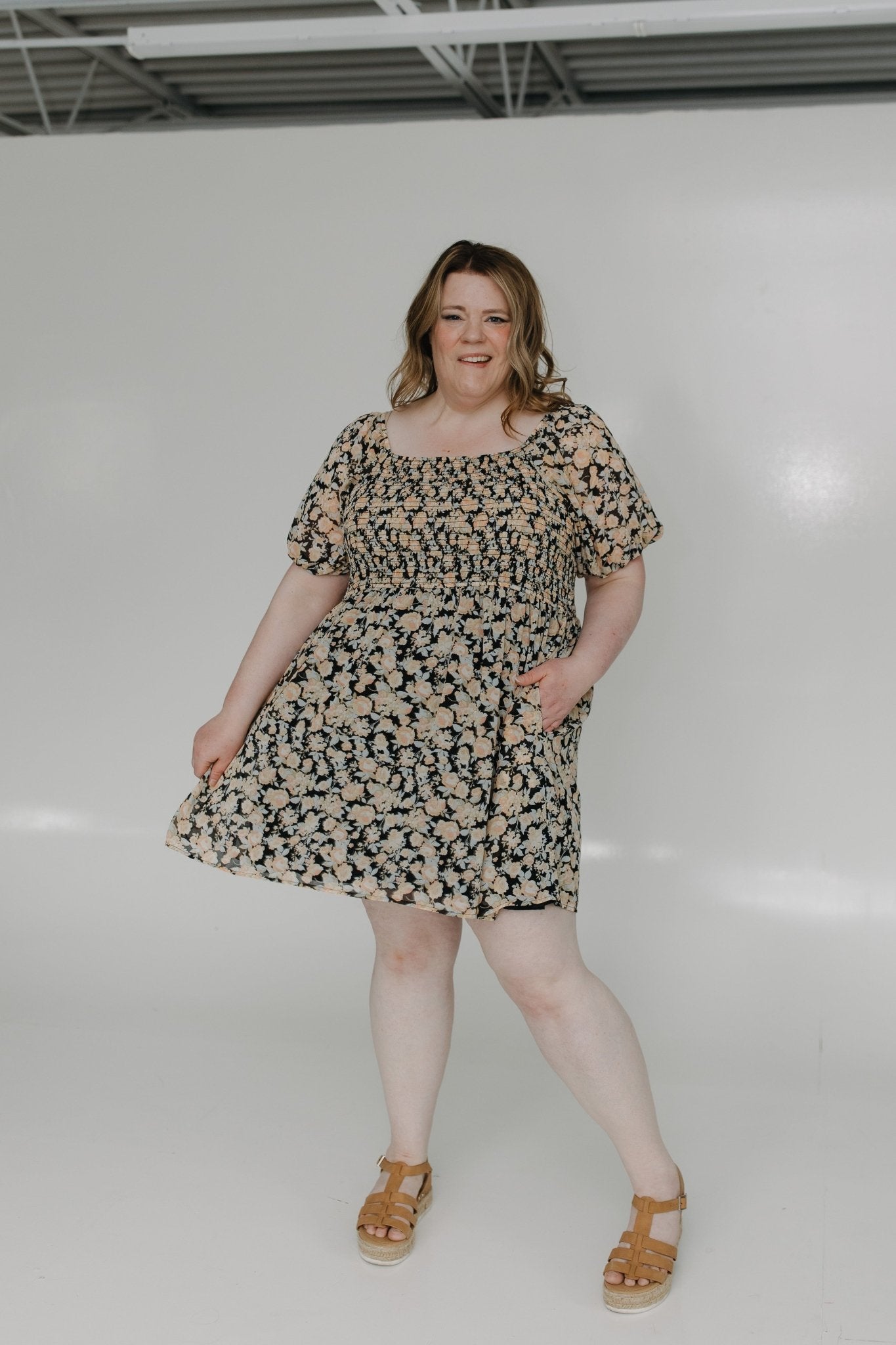 PUFF SLEEVE A - LINE FLORAL DRESS - Love Marlow