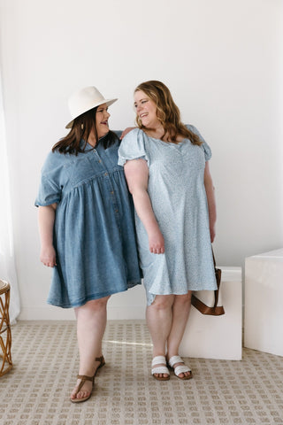 PUFF SLEEVE DAINTY FLORAL BABYDOLL SLIP DRESS - Love Marlow