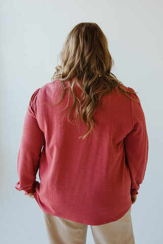 PUFF SLEEVE RUFFLE TURTLENECK IN ROSEWOOD - Love Marlow
