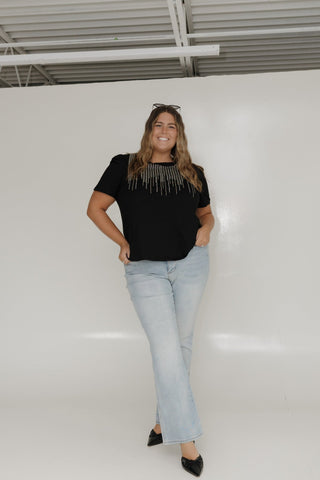 PUFF SLEEVE SPARKLY TEE - Love Marlow