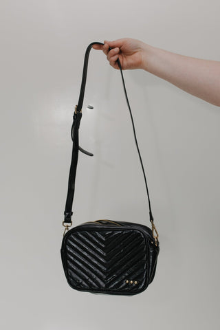 QUILTED CAMERA CROSSBODY BAG IN BLACK - Love Marlow