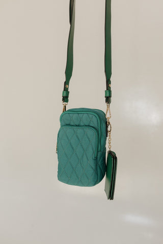 QUILTED CROSSBODY SLING BAG IN EMERALD - Love Marlow