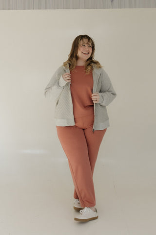 QUILTED FULL ZIP HOODED JACKET IN GREY - Love Marlow