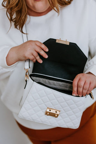 QUILTED SATCHEL IN IVORY - Love Marlow